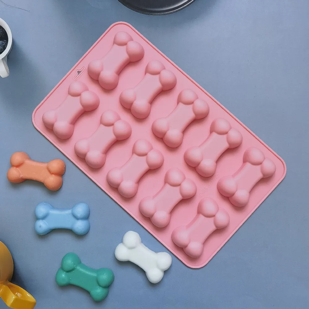 

Silicone 10 Units Dog Bone Ice Trays Pet Treat Molds Soap Moulds Bakeware Cake Decorating Chocolate Jelly Candy Mold Baking