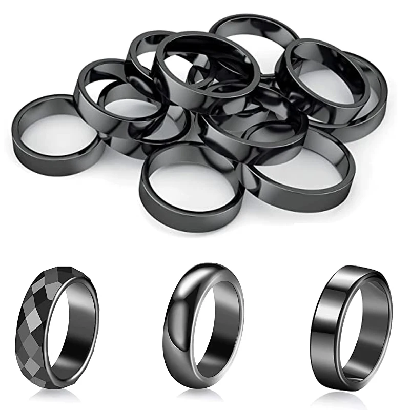 

Кольцо из гематита, с натуральным камнем, гладкое, черное, для мужчин и женщин