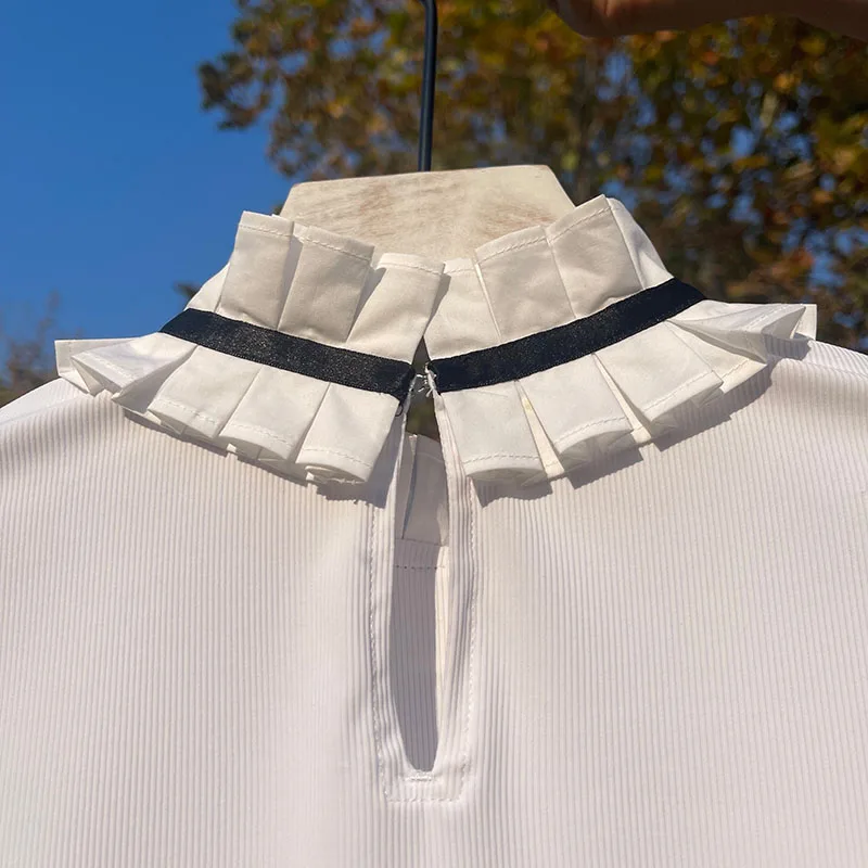 Golf Clothing Women's Long-sleeved Top Fashionable and Versatile Slim Age Reducing Elegant Lace Bottom Shirt