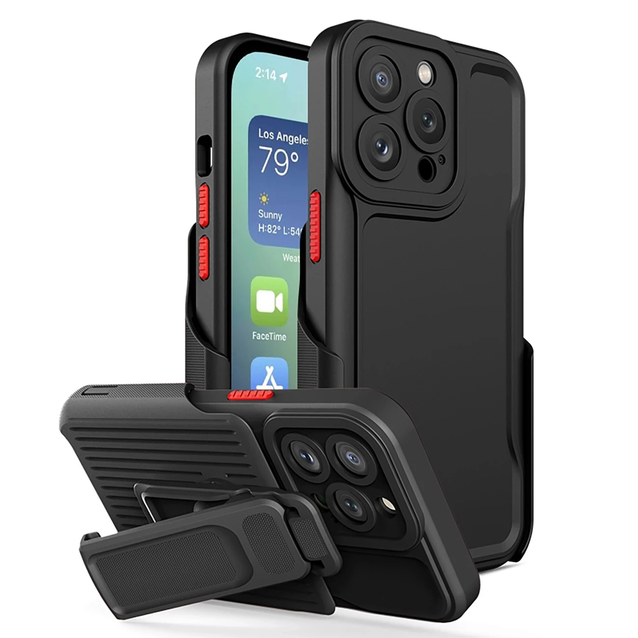 

For iPhone 11 13 12 14 Pro Max 14 Plus Heavy Duty Slide Belt Clip Holster Kickstand Holder Shockproof Case
