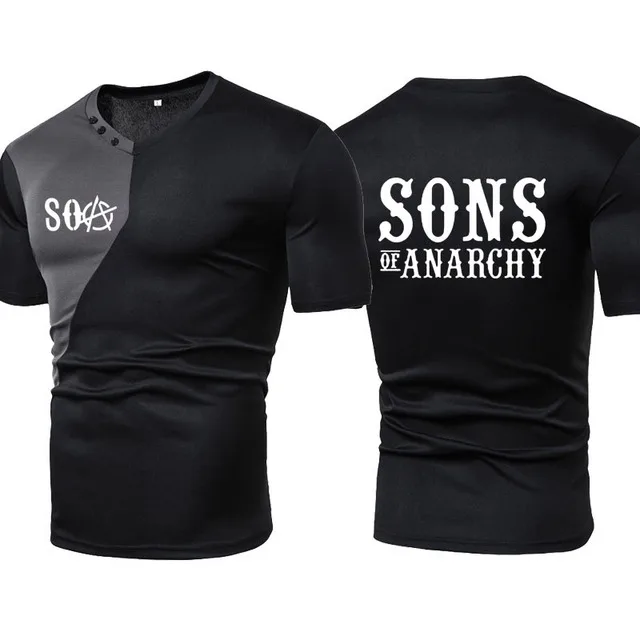 

New high quality 100% cotton Men short sleeve SOA Sons of anarchy SONS print trend Color contrast Crew neck Men T-shirt