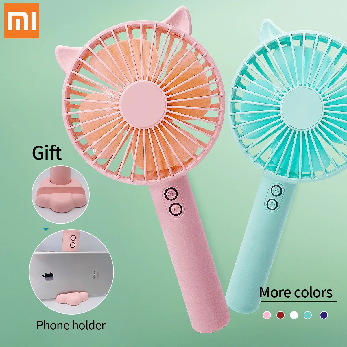 

XIAOMI Mini Fan Portable For Fan Handheld USB Rechargeable Fan Appliances Desktop Led Light Air Cooler Outdoor Travel Hand Fan