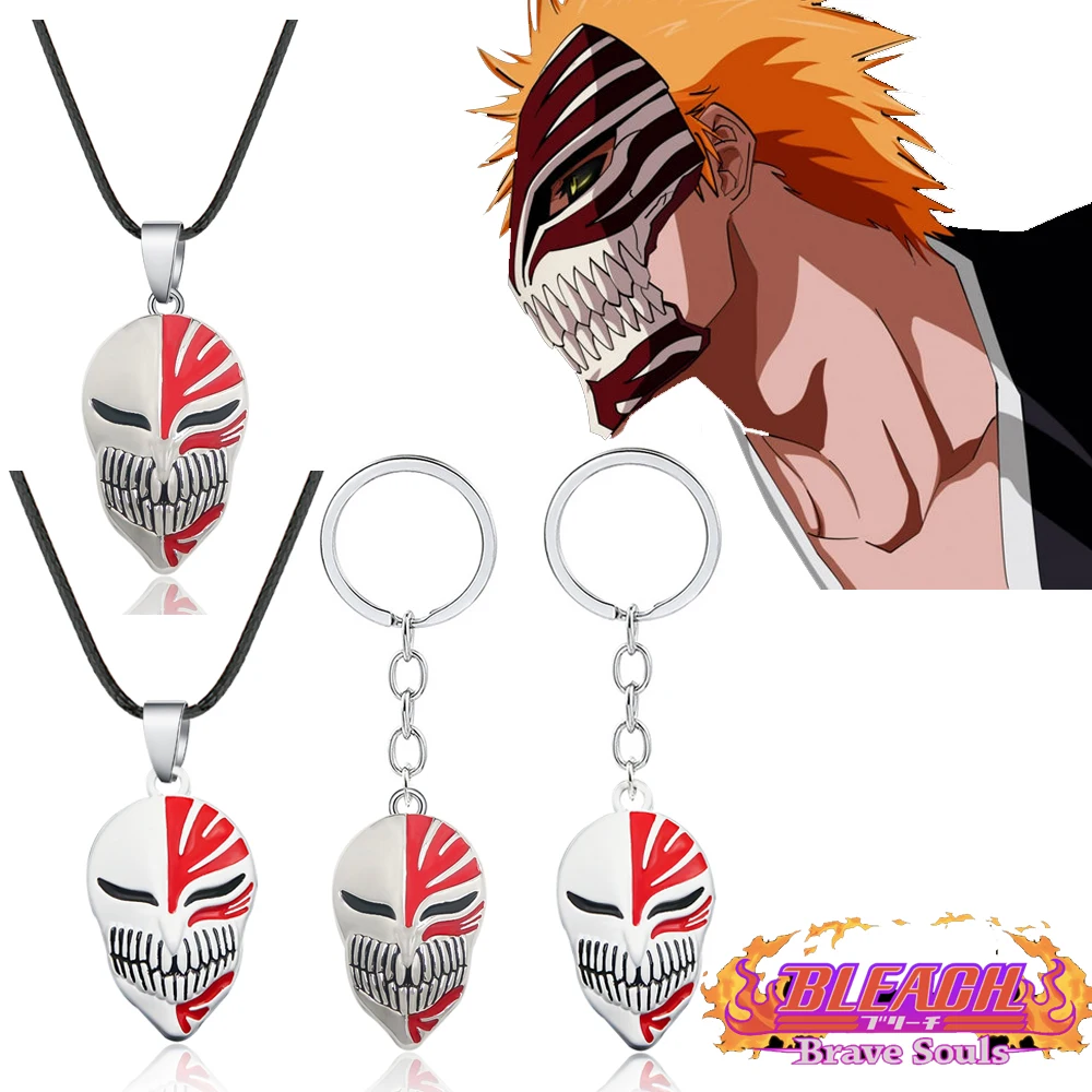 

Anime BLEACH Keychain Kurosaki Ichigo Mask Chaveiro Pendant Key Holder Chain Ring Men Fashion Jewelry Souvenirs Accessories