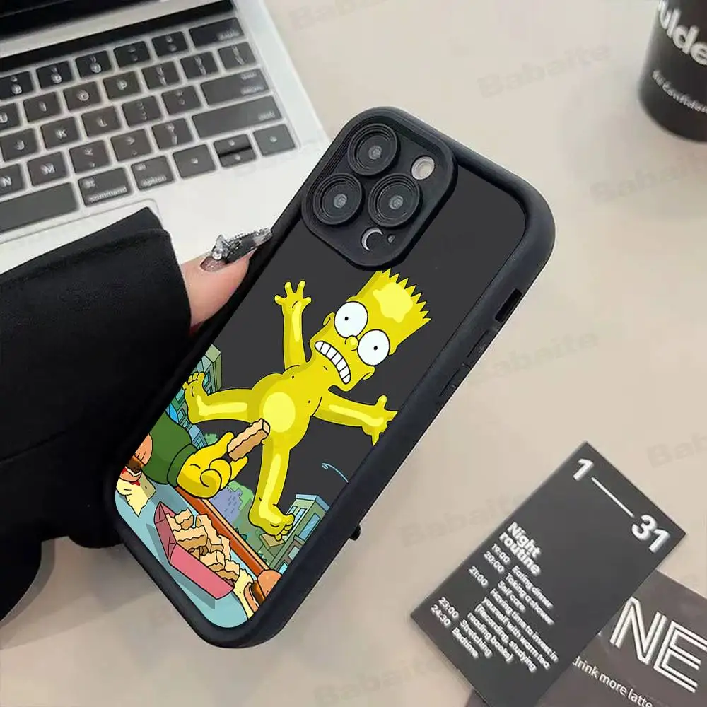 Фото Забавный мультяшный чехол для телефона S-Simpsons, силиконовый чехол для телефона для IPhone 17 Air 17, 16, 15, 14, 13, 12, 11 Plus Pro Max, противоударный №4