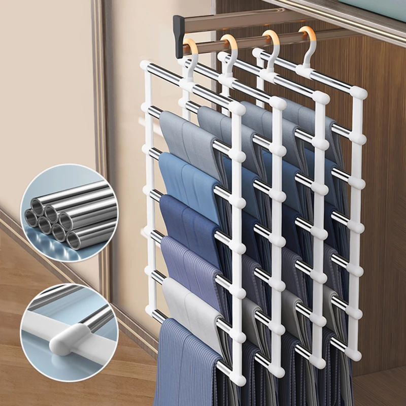 

4/6/8 Layers Pants Hangers Holders Clothes Hanger Trousers Hanger Storage Rack Wardrobe Closet Organizer Clothes Hanger Racks