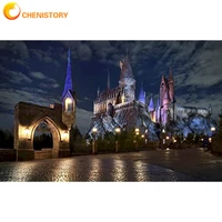 chenistory painting by number castle kits for adults handpainted pictures by number night view home decoration diy gift 60x75cm