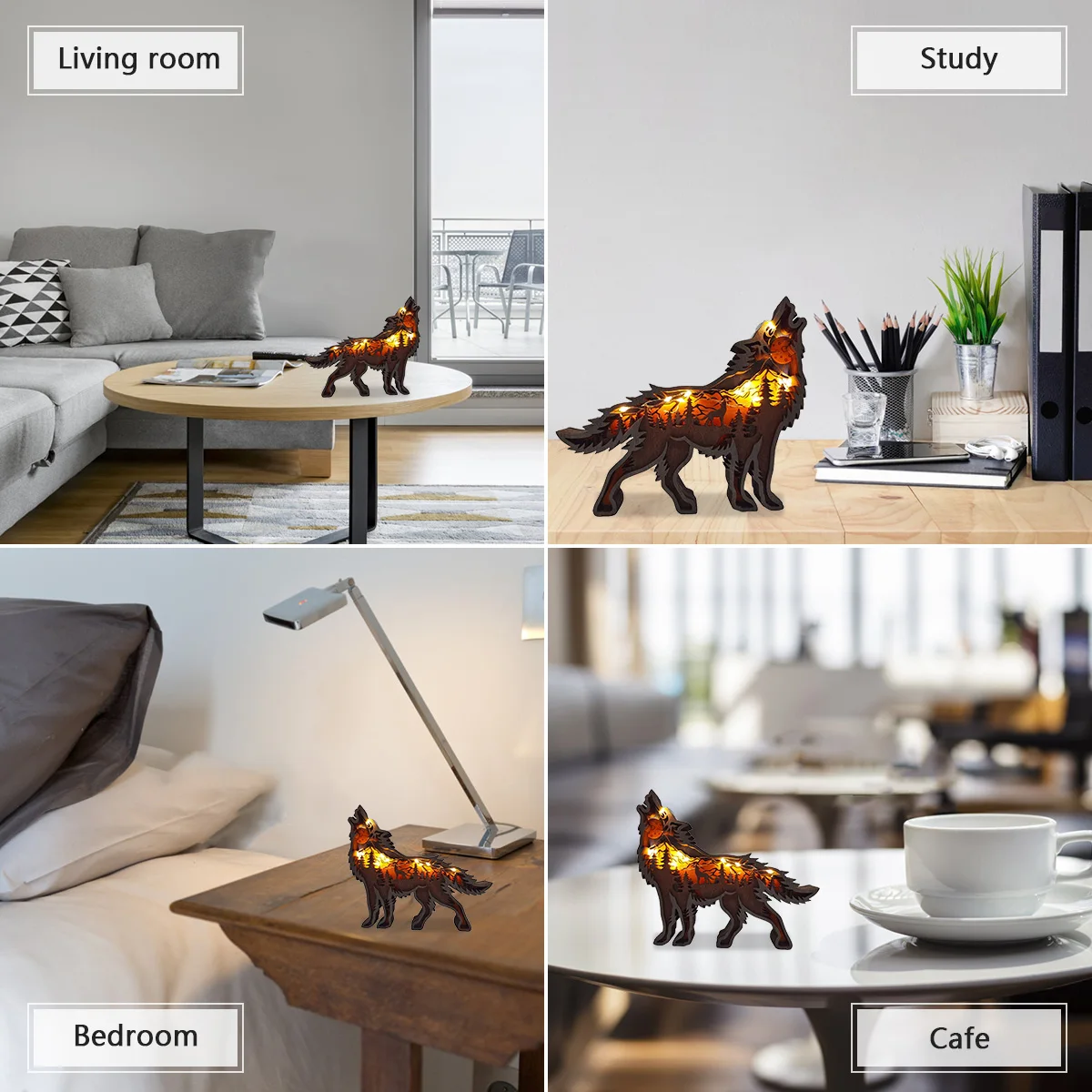 Деревянное животное искусство волк тотем офисное украшение для дома поделки