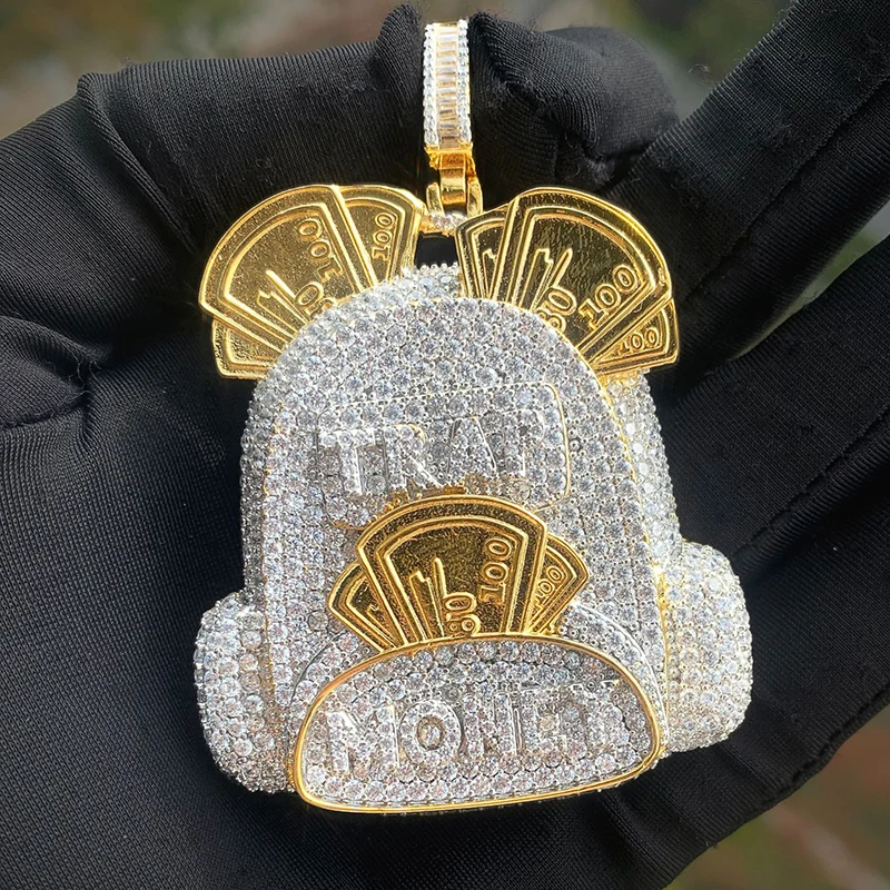 Хип-хоп 5A + CZ Stone Bling Iced Out MONEY Bag TRAP кулон ожерелье для мужчин рэпер ювелирные