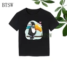 2022 мультяшный Тукан сидит на ветке забавные детские футболки детские летние топы для девочек и мальчиков футболка с коротким рукавом детская одежда