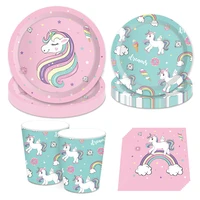 unicorn disposable tableware unicorn party decoration paper plate cups napkins unicorn birthday baby shower girl party supplies