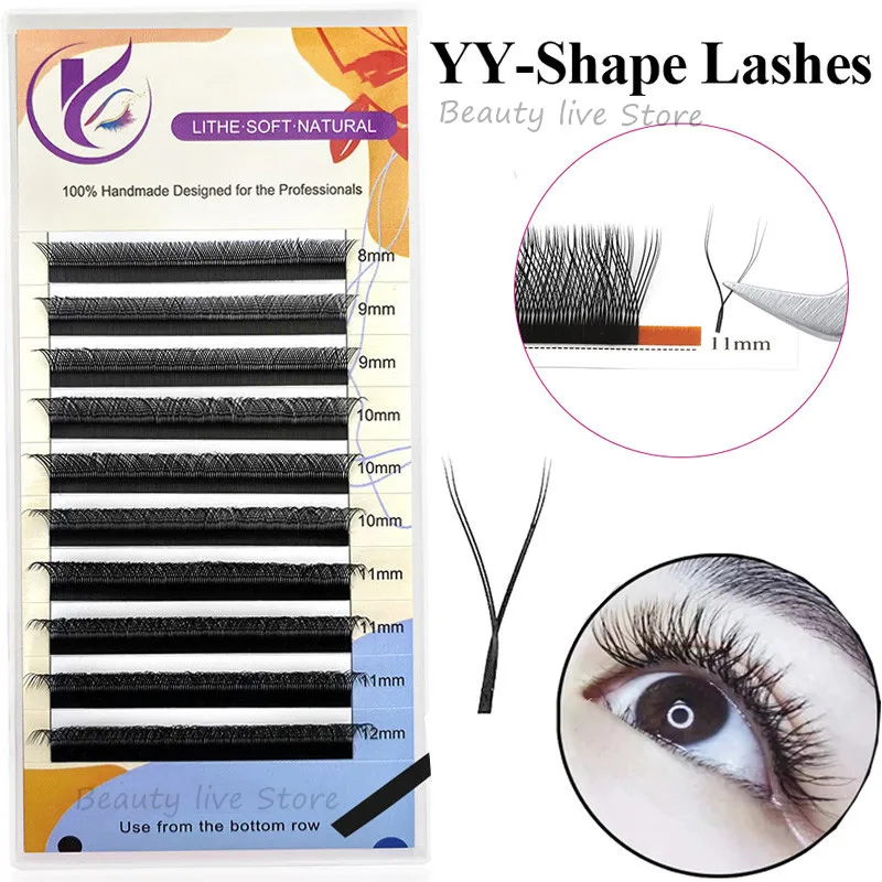 

10Rows YY Design Faux lash individual eyelash extension lashes dark black matte for professionals soft natural eyelash extension