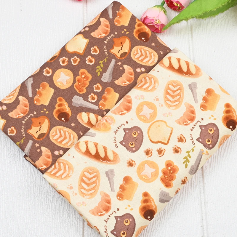 

Простая хлопковая японская мультяшная Милая кошка, хлопковая ткань с принтом, ручная работа, сумка для творчества, одежда