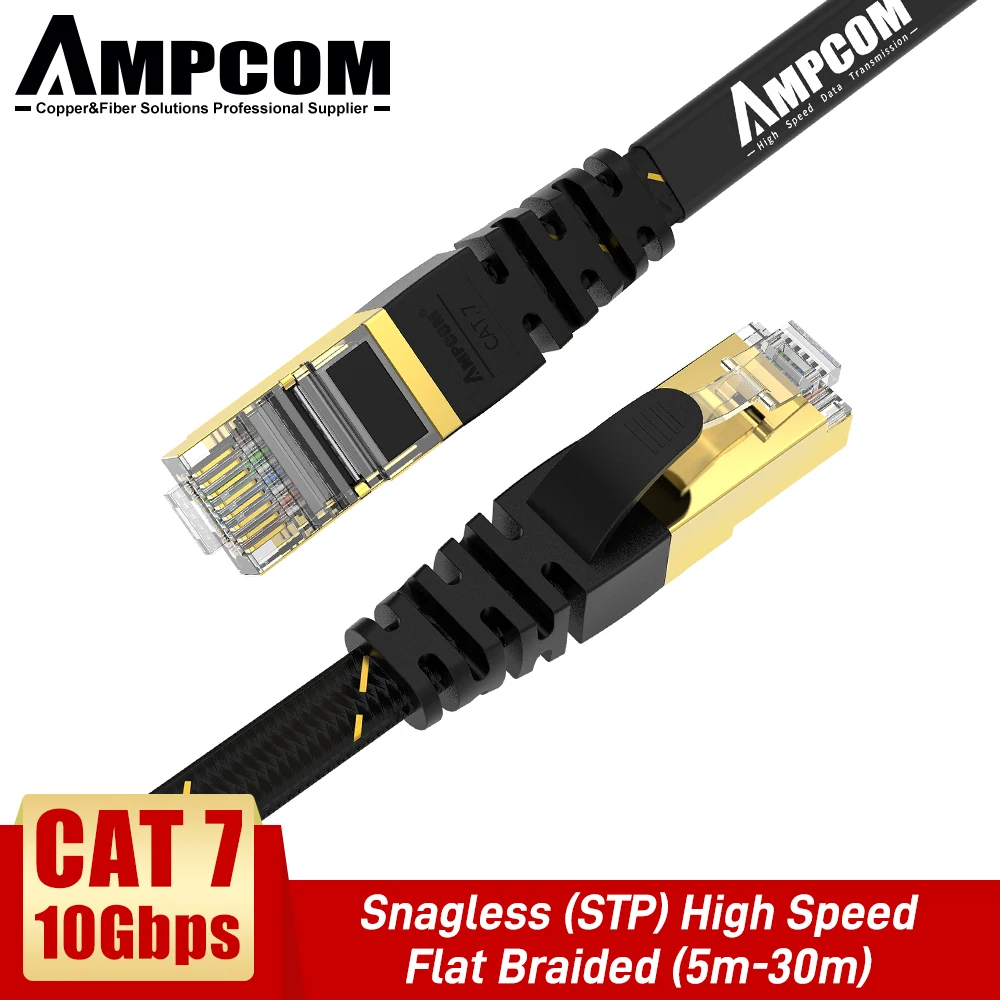 

7290 NO.2Ampcom Ethernet Kabel RJ45 Cat7 Lan Kabel [5-30M] Stp Rj 45 Platte Netwerkkabel Patch cord Kabel Ethernet