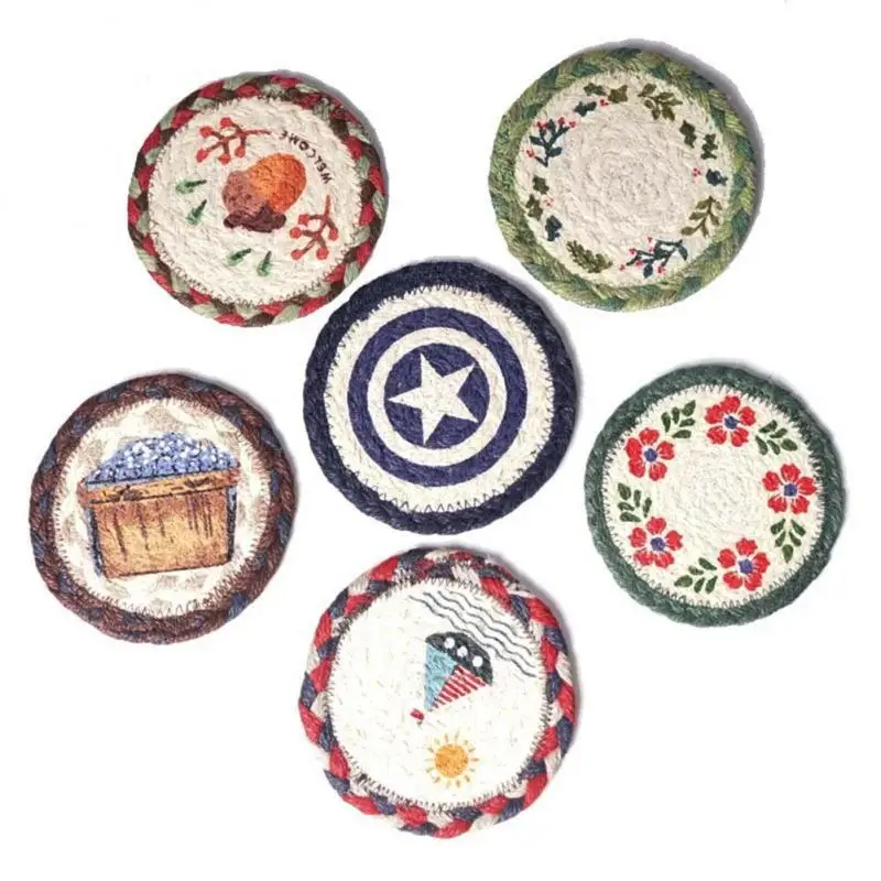 

12CM Small Fresh Round Hemp Rope Woven Heat Insulation Home Coaster, Placemat, Bowl Mat, Heat Insulation Pad Wholesale Dropship