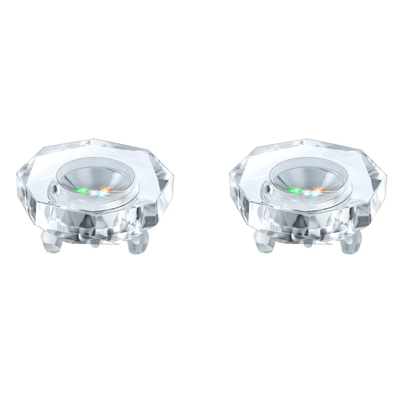 

2X Crystal LED Light Base Multicolor Auto Flashing Pedestal Color Show Stand Lighted Display Plate With Flat Top Surface