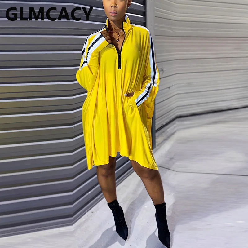 Women Batwings Sleeve Loose Dress Hip Hop Streetwear Solid Casual Mini | Женская одежда