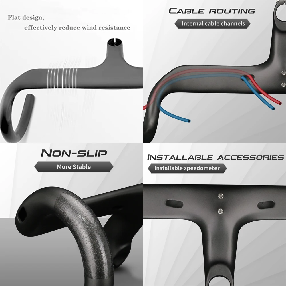 Рулевая колонка с интегрированной выносной частью RXL SL из углепластика 1-1/8 дюймов с плоской гоночной рулевой колонкой, внутренняя маршрутизация для велоруля.