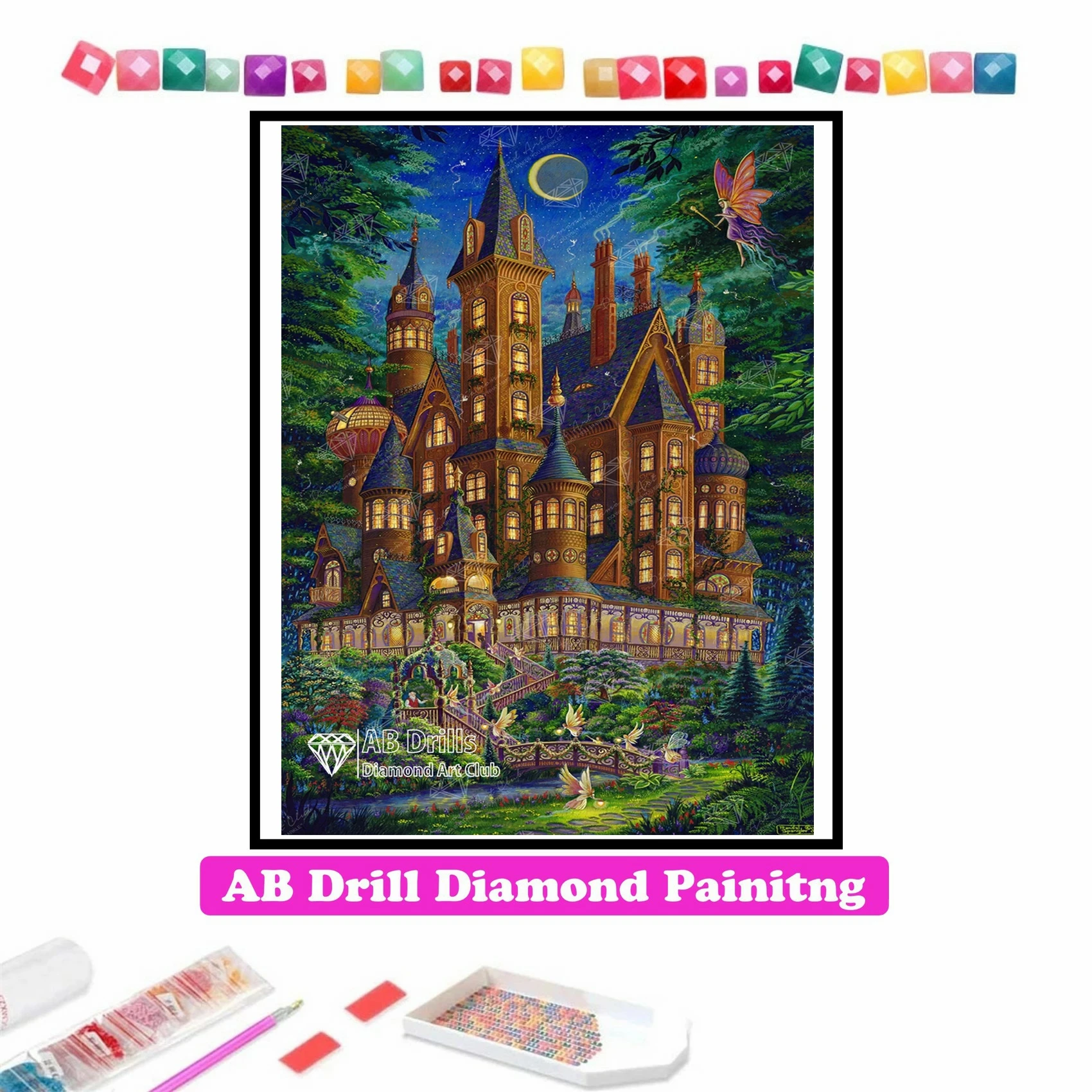 

Cartoon Night Elf House 5D DIY AB Diamond Painting Embroidery Randal Spangler Art Cross Stitch Rhinestone Mosaic Home Decor New