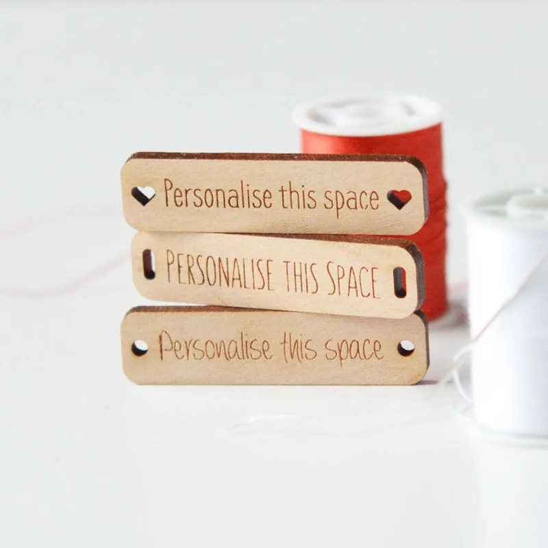 

30pcs Sewing accessories labels personalized logo Handmade wood tags for clothes knitting Laser engrave rectangle crochet label