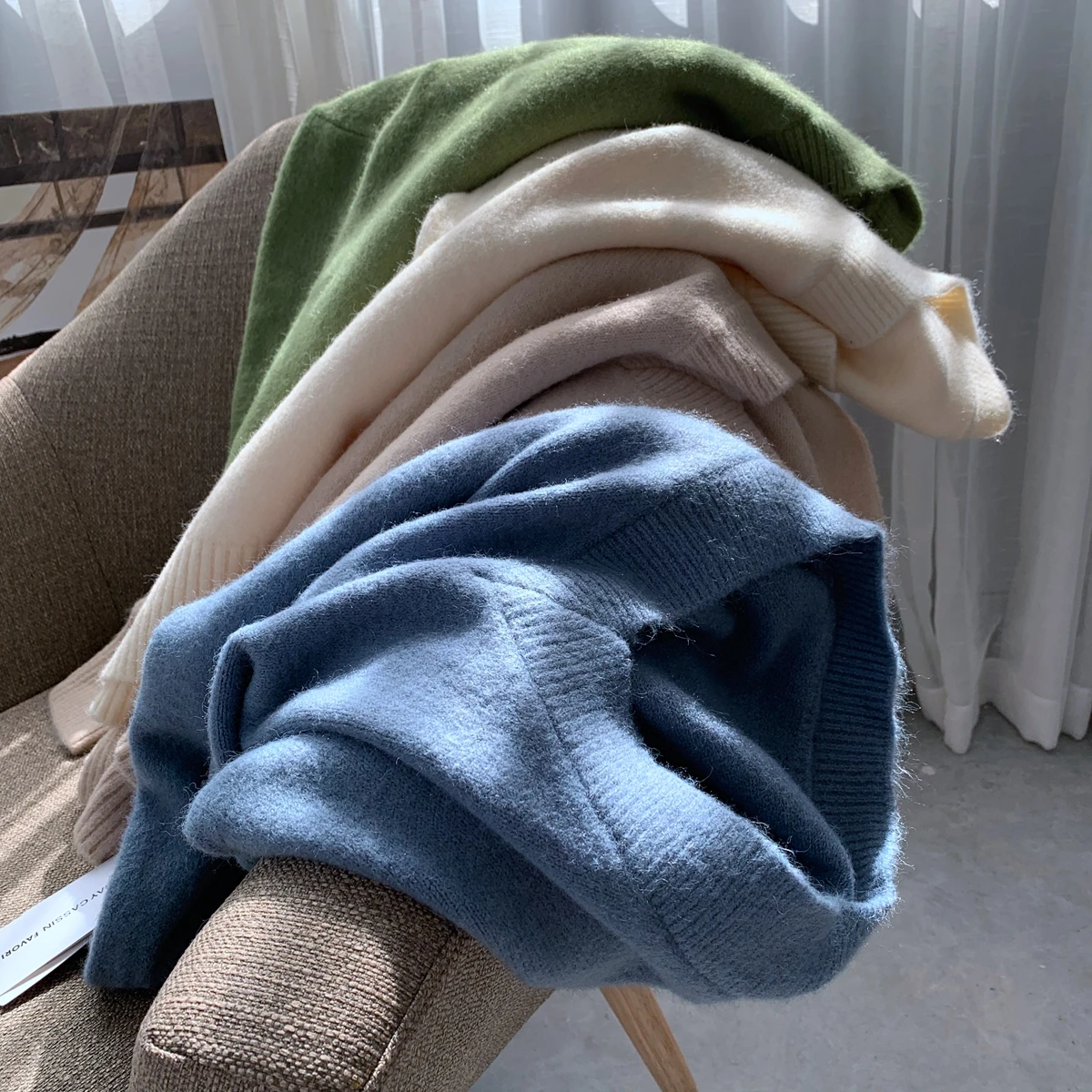 2022 женский толстый мягкий свитер альпака из флиса/волокна с V-образным вырезом