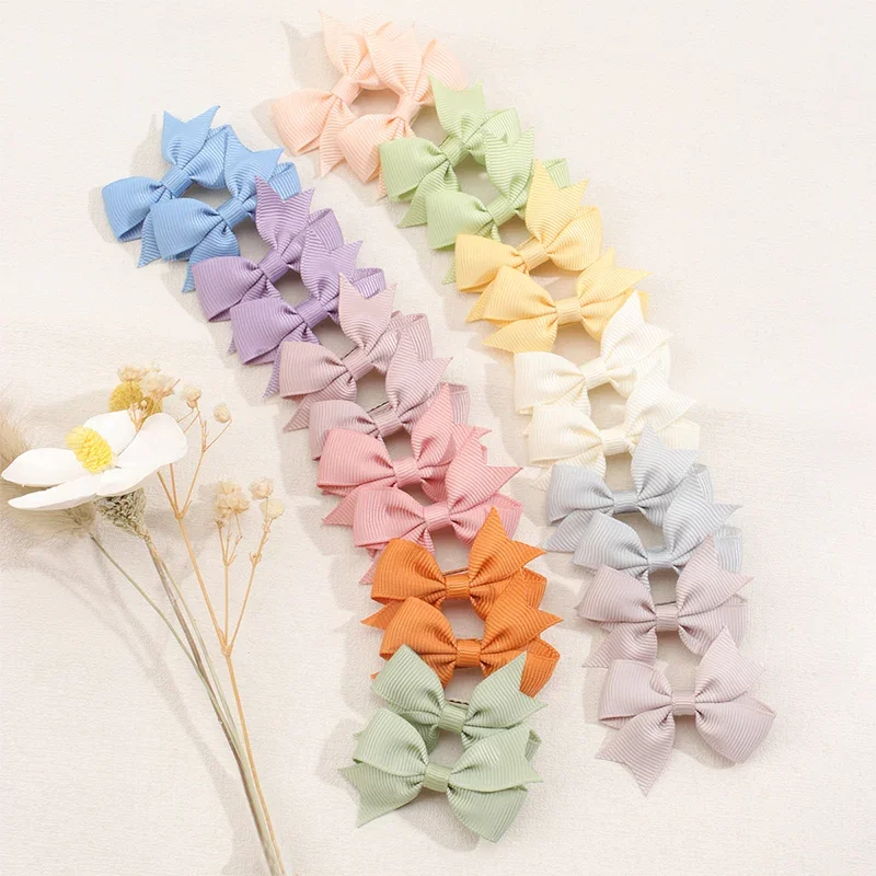 

ncmama 24Pcs/set 2" Baby Hair Bows Clip For Girls Infants Cute Fully Covered Barrettes Hairpin Headwear Fashion Hair Accessories