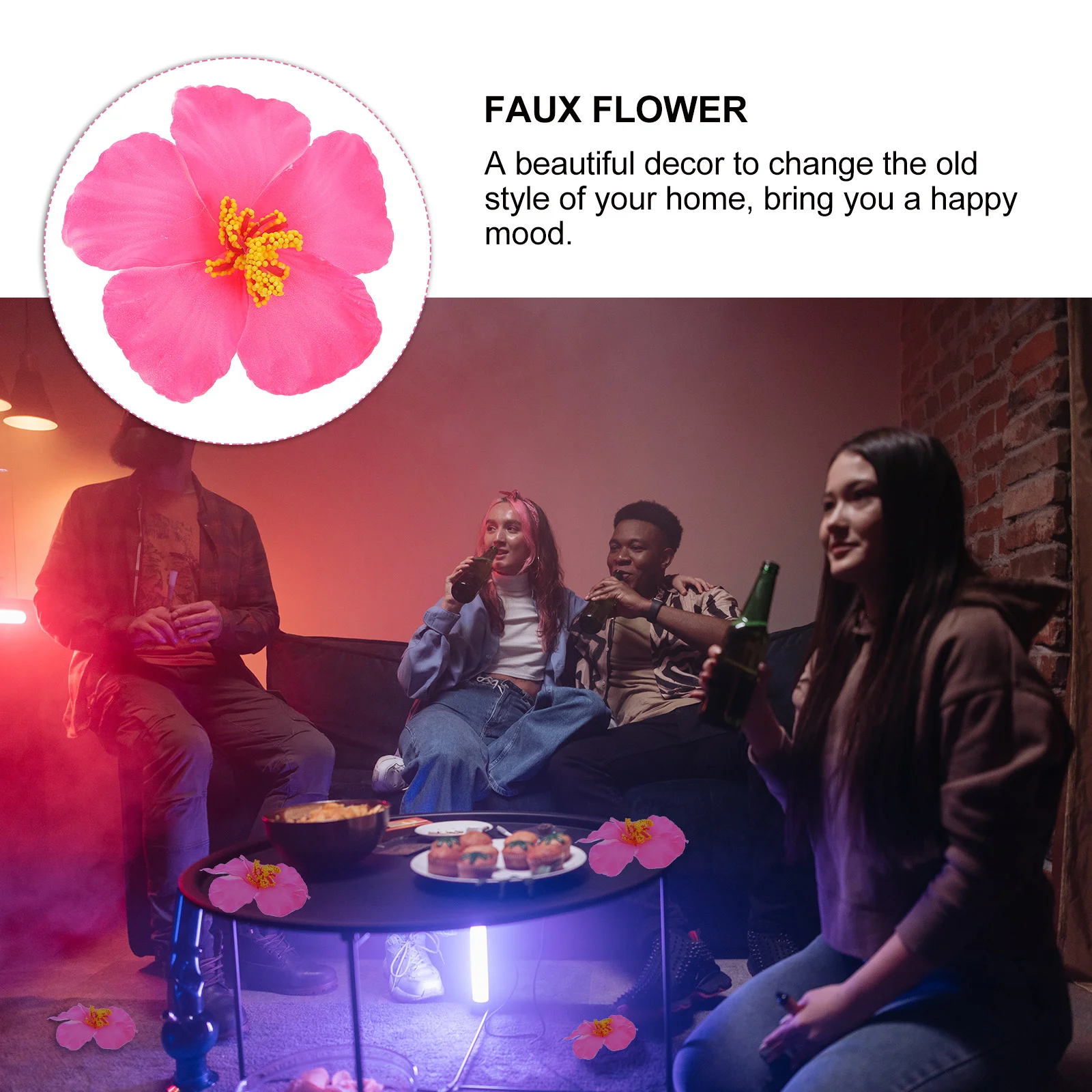 

Flowers Hibiscus Flower Party Hawaiian Decoration Artificial Faux Luau Tropical Fake Head Petals Decorations Bouquet
