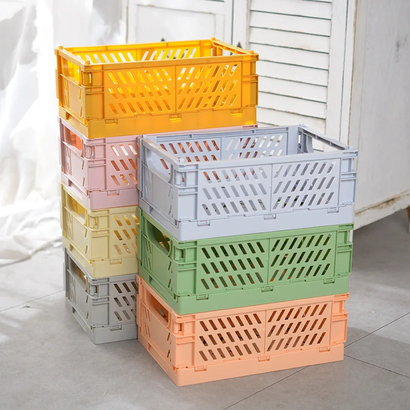 

Plastic Desktop Foldable Storage Basket Kitchen Sundries Stackable Toy Storage Box Closet Organizer Household Daily Necessities