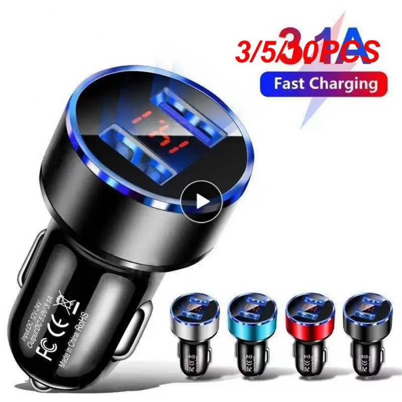

3/5/10PCS Universal Cigarette Lighter 15w Car Charger Adapter Multifunctional Car Charger Digital Display Car Accessories