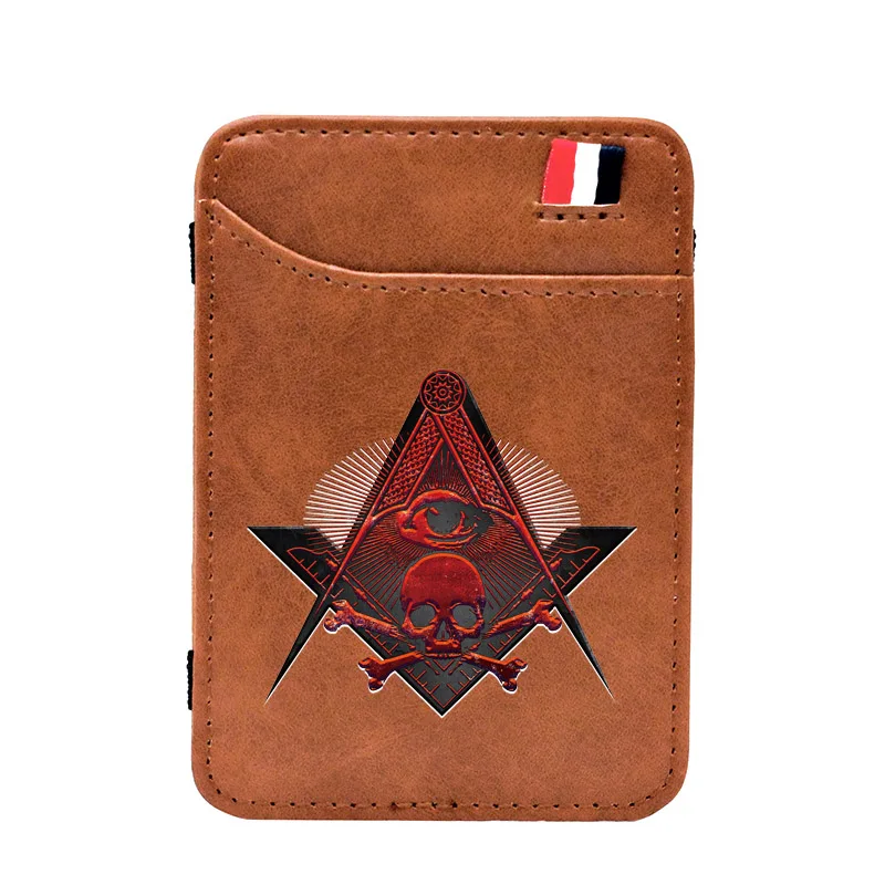 

High Quality Vintage Eye of God Skull Pu Leather Mini Small Magic Wallets Purse Pouch Plastic Credit Bank Card Case Holder