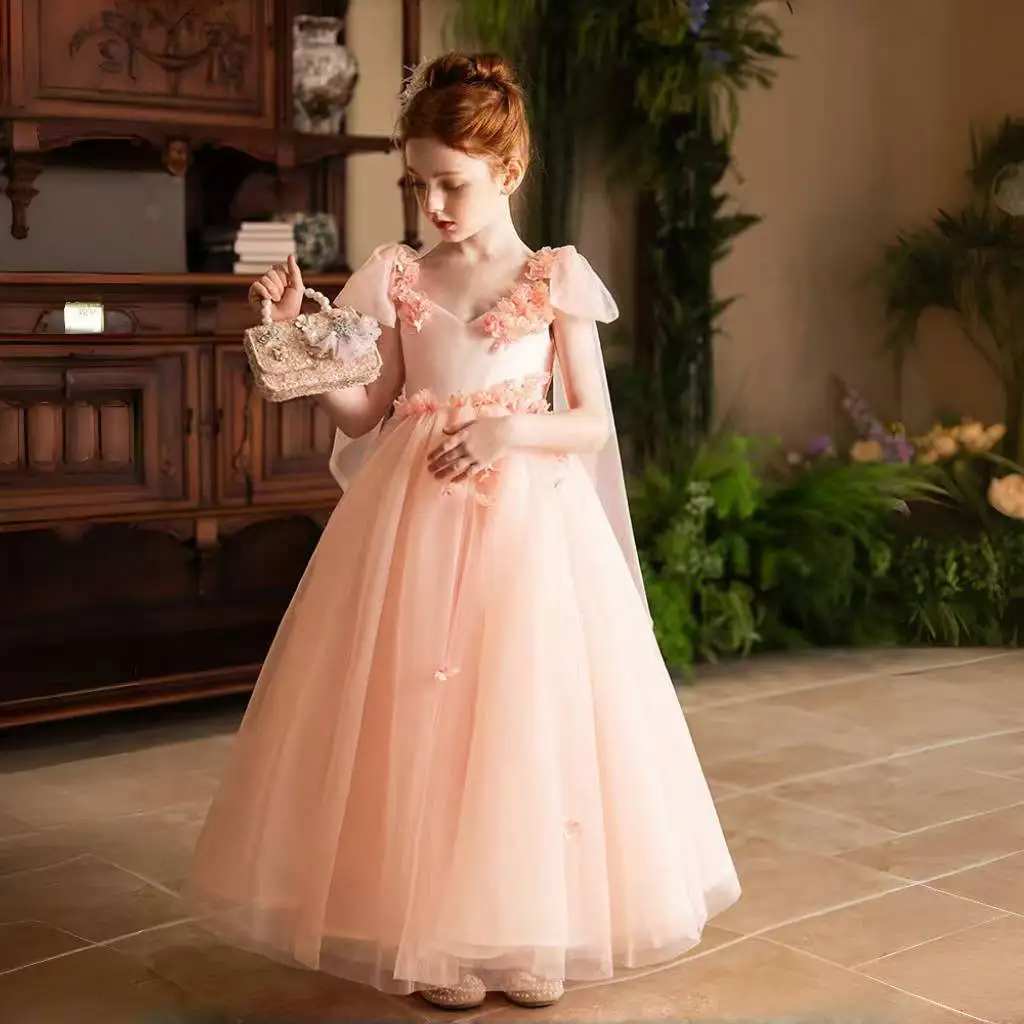 Элегантное платье с цветочным узором Jill Wish для девочек желтое принцессы ручной