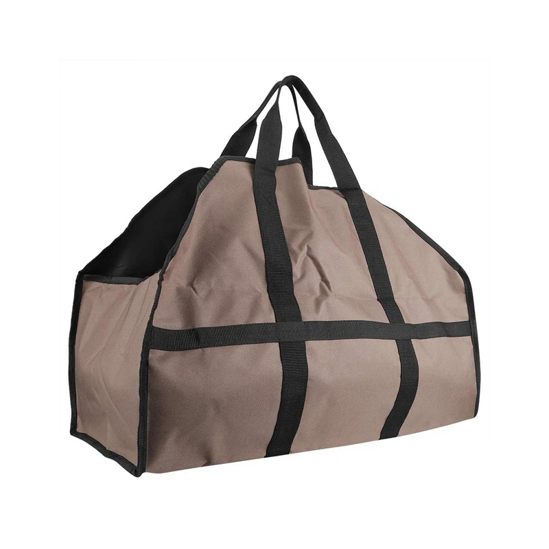 

1 Portable 600D Oxford Cloth Firewood Log Strap Logging Bag Wooden Storage Bag Strong Carrying Storage Bag Brown