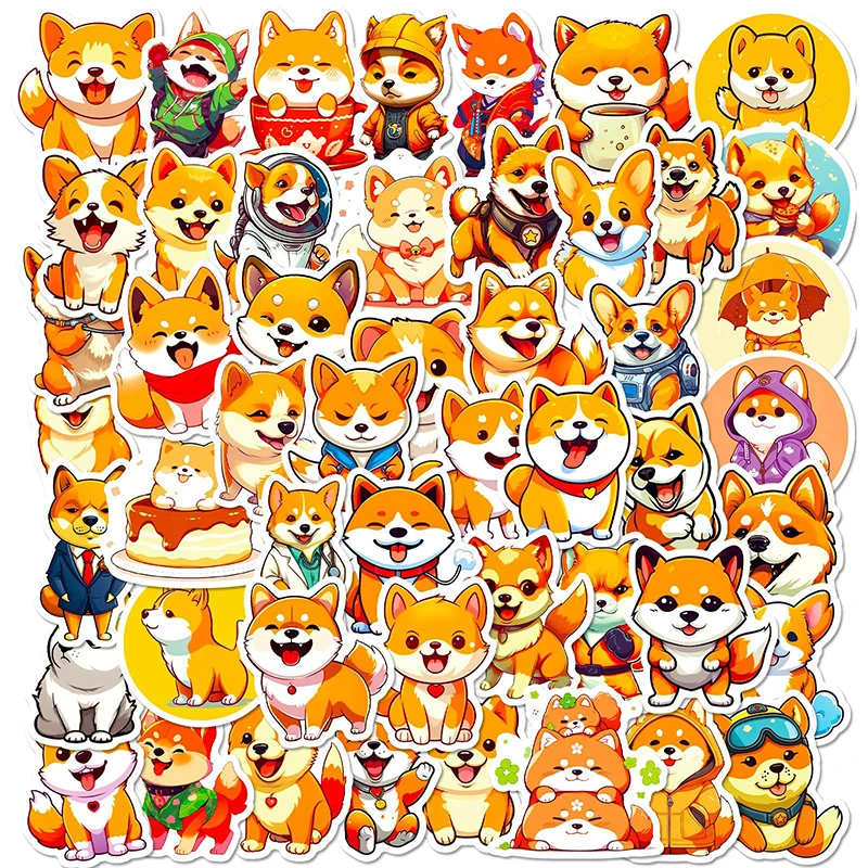 

10/30/50PCS Cute Orange Dog PVC Sticker Aesthetic Decoration Scrapbooking Children's Korean Stationery School Supplies for Kids