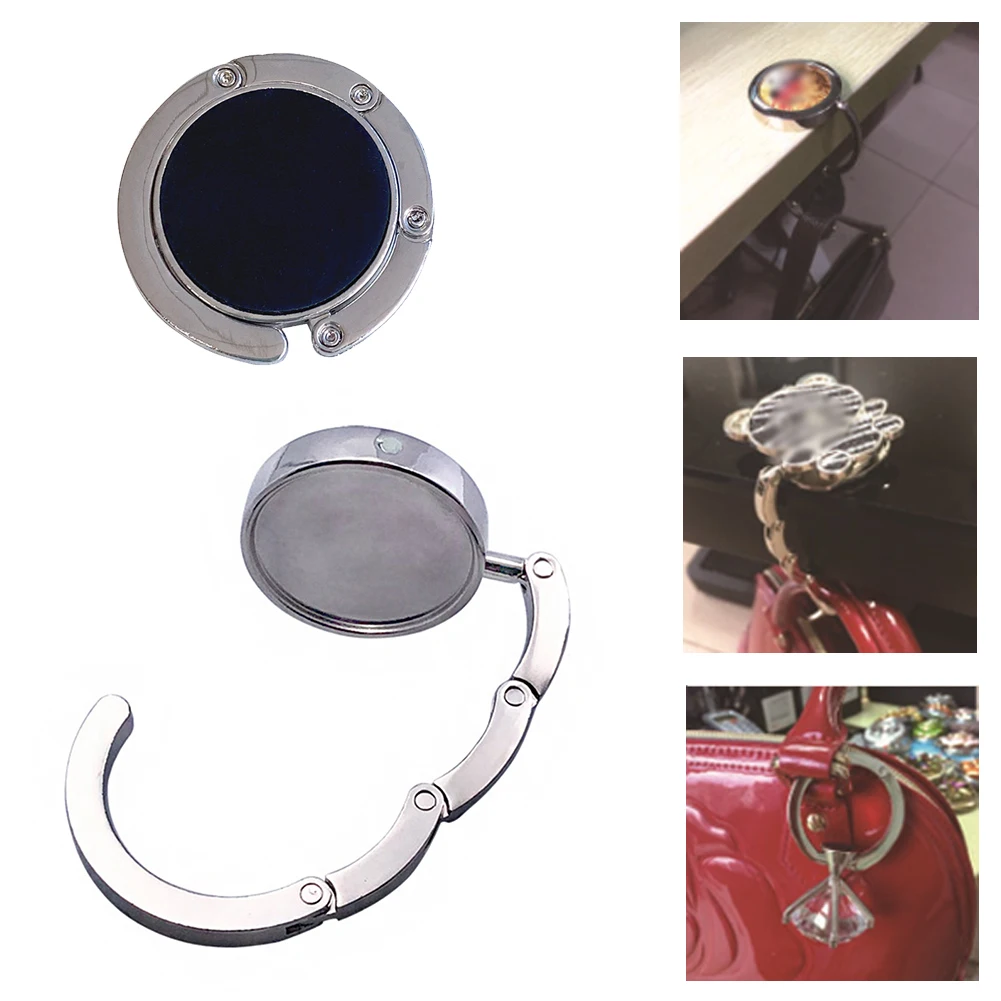 

Новый Настольный крючок для подвешивания, практичный портативный складной стол, подвесной стол с зажимом в форме круга, вешалка для сумок и ...