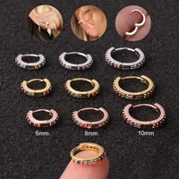2pcs 5 12mm multicolor cz small huggies hoop earrings for women girls ear cartilage tragus helix piercing tiny rings jewelry