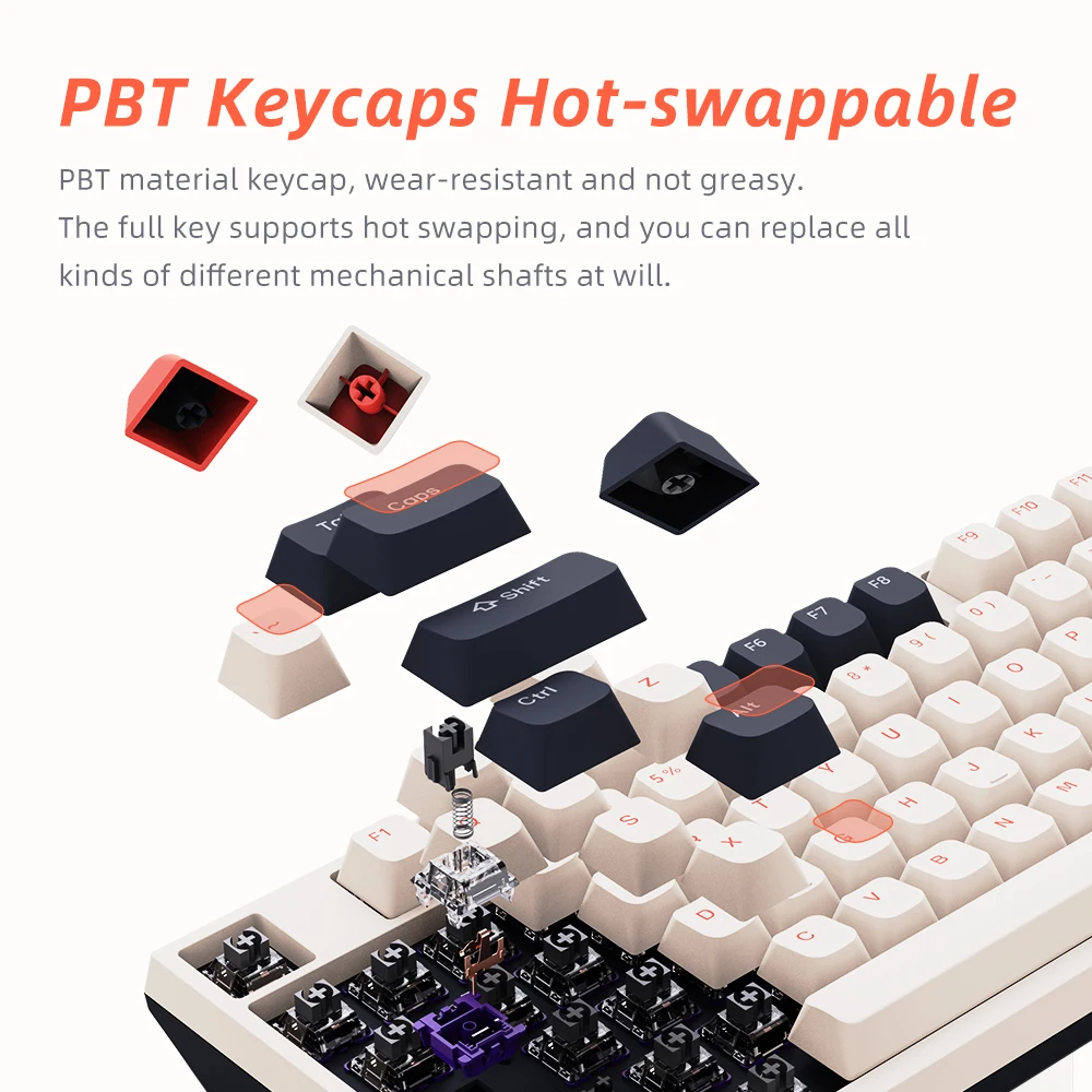 Механическая клавиатура ZERO с тремя режимами белый 96 клавиш RGB горячая замена PBT