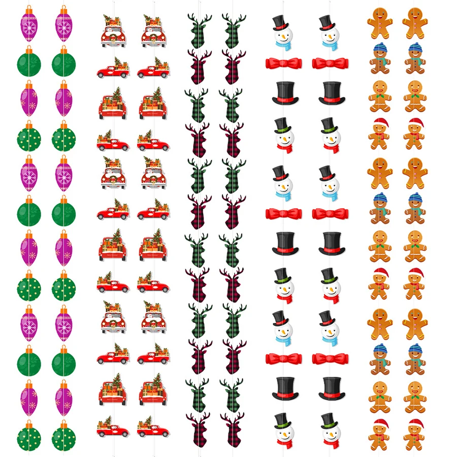 

Christmas Party Decors Xmas Car Snowman Gingerbread Man Garlands Xmas Tree Pendants Merry Christmas Decor Happy New Year 2024