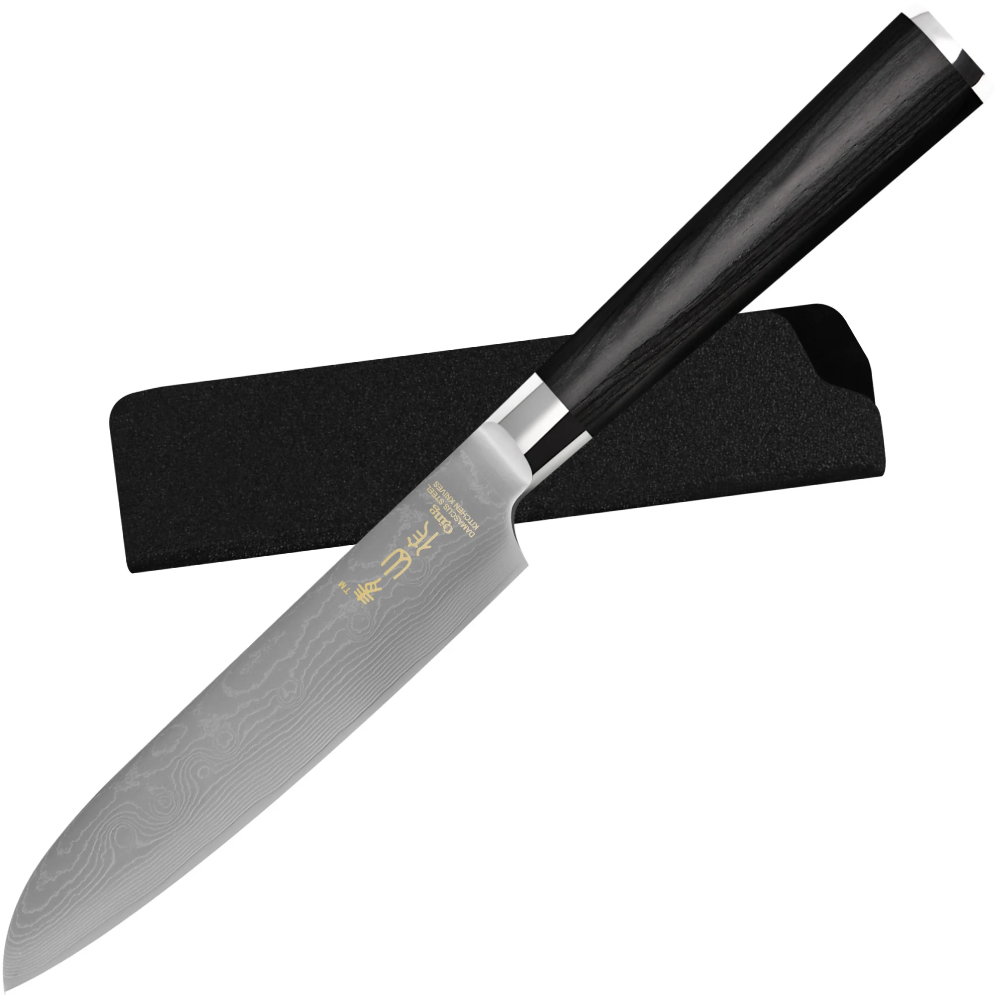 

Damascus Steel Chef Santoku Bread Chopping Knife 67 Layer Damascus Blade Kitchen Knife Black Wood Handle Slicing Knife With Box