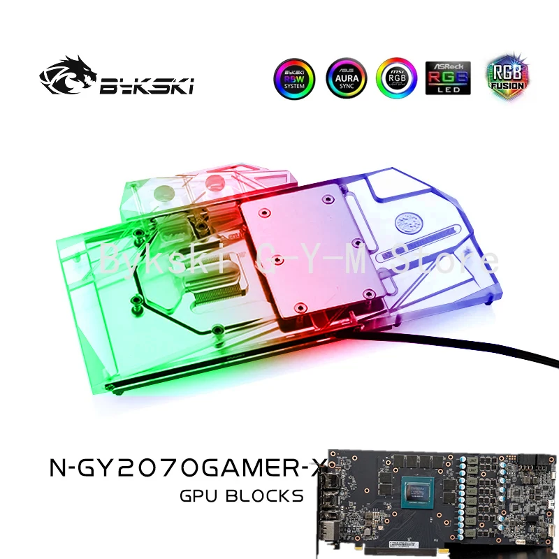 

Bykski VGA Water Block For GALAX GEFORCE RTX 2070 GAMER / Full Cover Copper Radiator Block / RGB Light AURA SYNC N-GY2070GAMER-X