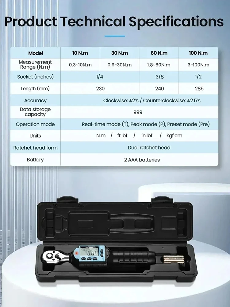 Цифровой динамометрический ключ с предустановленной головкой новый