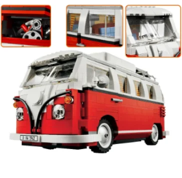 

1354 шт., Детский конструктор Volkswagen T1, совместимый с автобусом