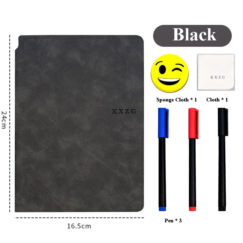 Erasable A5 Whiteboard Notebook Set PU Double-sided Student Whiteboard Leather Planning Board Office Memo Pad Cuaderno images - 6