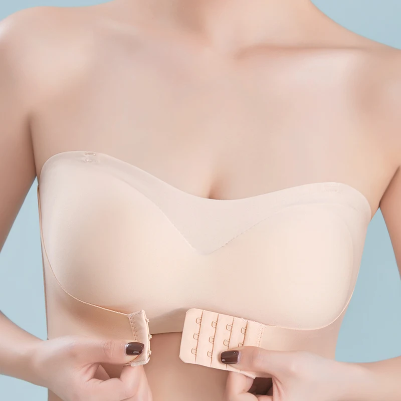 2pcs/set No Trace Strapless Women Underwear  Thin Section Gather Special Non-slip Can't Fall Tube Top No Steel Ring Sexy Bra