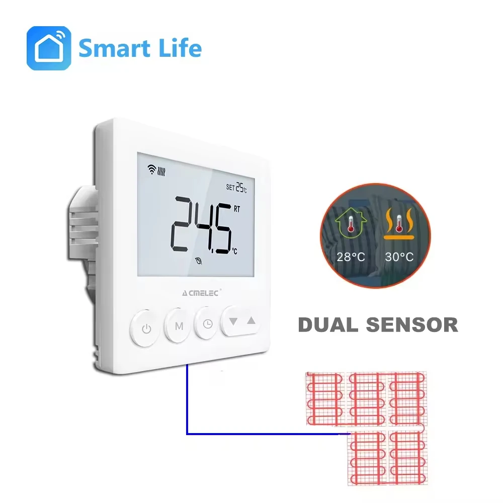 Фото Умный термостат для теплого пола Tuya Zigbee, термостат с Wi-Fi, контроллер температуры для теплого пола, 3 А, 16 А №1