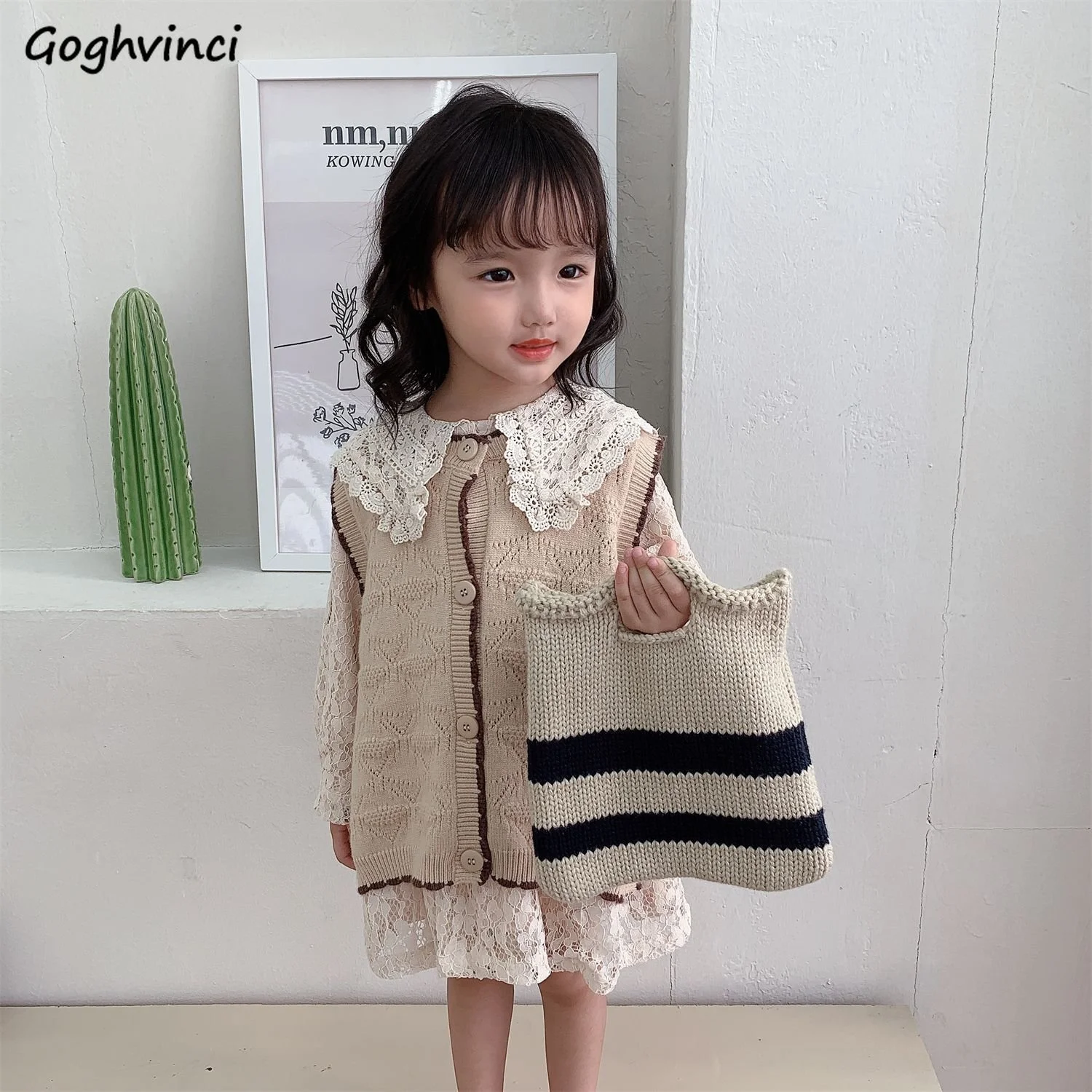 

New Fashion Striped Handmade Knitting Top-handle Bags for Girls All-match Portable Large Capacity Totes Korean Handbags Children