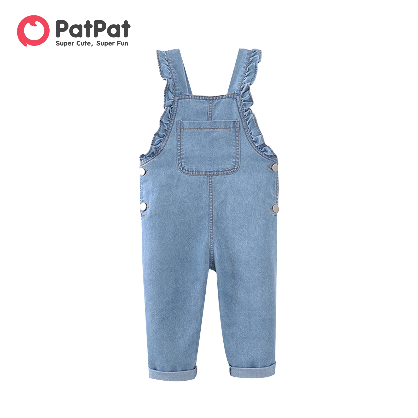 

PatPat Toddler Girl Ruffled Denim Suspender Overalls