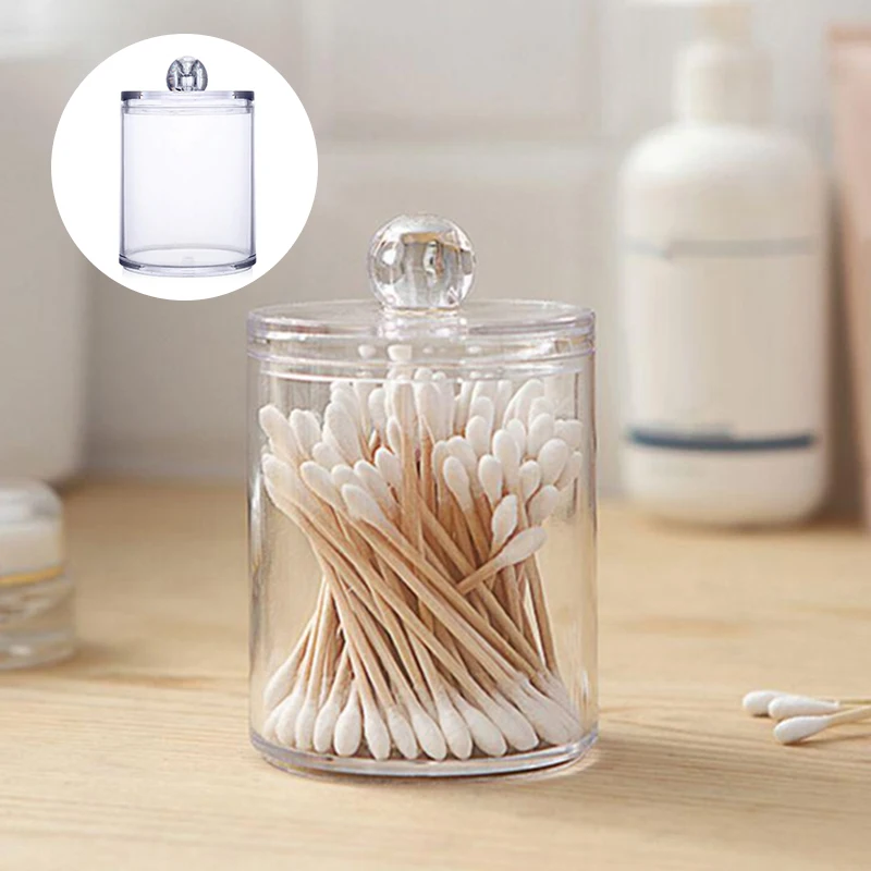 

Коробка для хранения косметики, прозрачный пластиковый круглый контейнер для хранения ватных палочек, многофункциональный держатель для в...