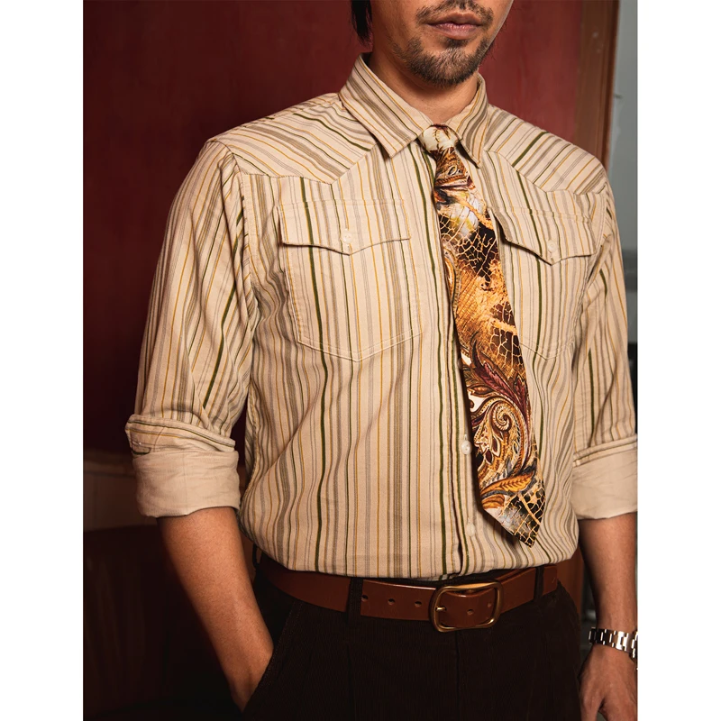 Рубашка мужская Вельветовая с длинным рукавом ковбойская Рабочая сорочка в