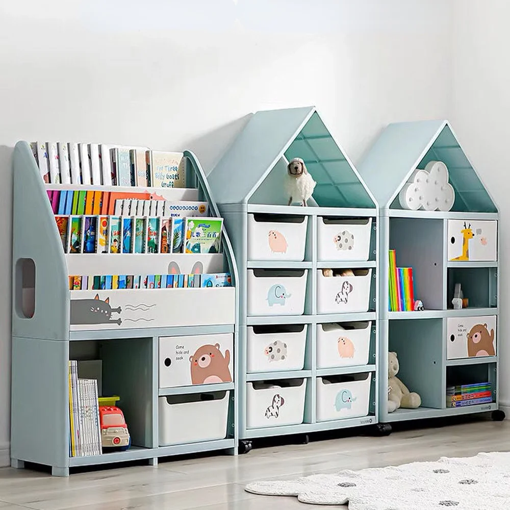 Children's Bookshelf Storage Rack Large-capacity Integrated Toy Picture Book Floor Simple Bookcase Baby Toy Storage Book House