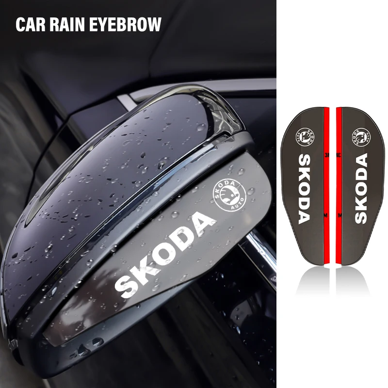 

2Pcs Car Rearview Mirror Protector Auto Parts Rain Eyebrow Visor Shade Cover For Skoda Octavia A5 A4 Mk1 Superb Rapid Fabia Yeti