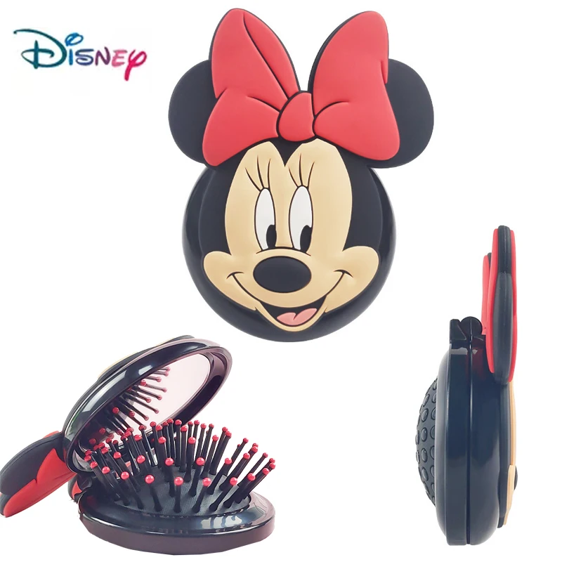 

Disney Minnie Mouse Cute Mini Folding Massage Makeup Comb Mickey Mirror Cartoon Children's Air Cushion Portable Comb Girls Gift